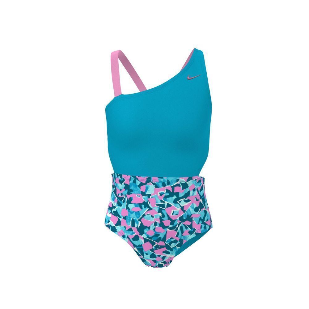 Nike Girls Blue Lightning Blue and Pink One Piece Swimsuit Size XL